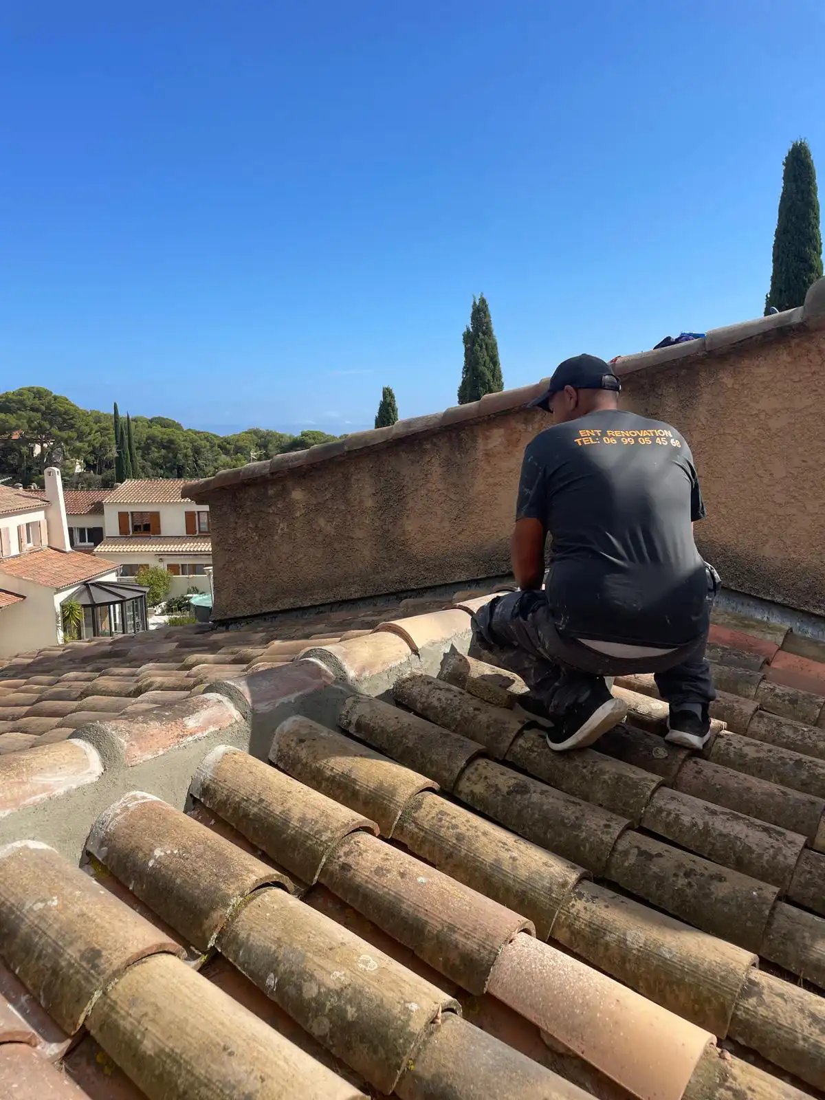 Rénovation d'arêtier en cours